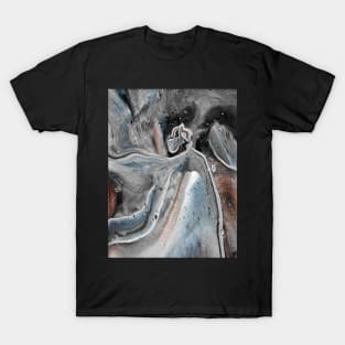 Gray and Brown Acrylic Pour Painting T-Shirt